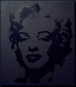 Sturtevant's Warhol Black Marilyn (photo by Anthony Reynolds Gallery, Ringier Collection, 2004)